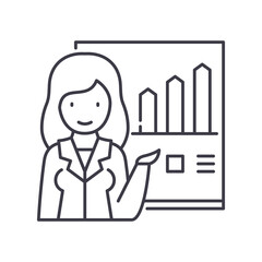 Organization presentation icon, linear isolated illustration, thin line vector, web design sign, outline concept symbol with editable stroke on white background.