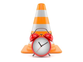 Traffic cone with alarm clock