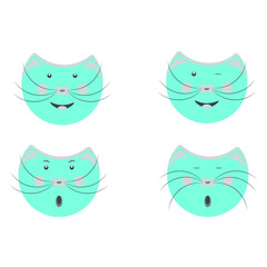 Cartoon cat face  set on white