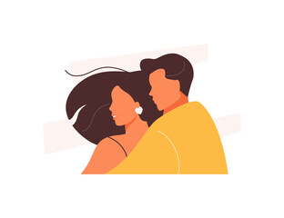 Hugging couple in love. Happy Valentine day. Honeymoon vector illustration