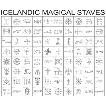 Vector icon set with Icelandic magical symbols  for your project