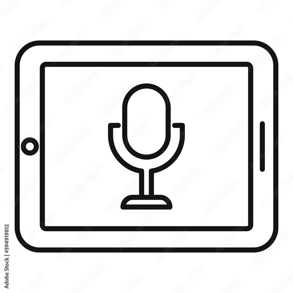Poster tablet flash screen recording icon. outline tablet flash screen recording vector icon for web design