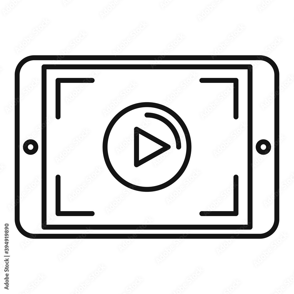 Poster tablet video recording icon. outline tablet video recording vector icon for web design isolated on w