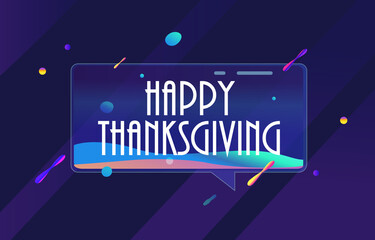 HAPPY THANKSGIVING in design banner. vector template for web, print, presentation . Simple banner with minimal phrase. Trendy flat geometric print. Creative vector stock decoration.