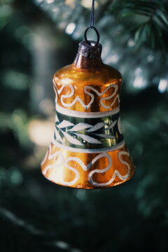 Close-up Of Bell Hanging On Christmas Tree
