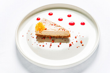 cheesecake with berris on the white