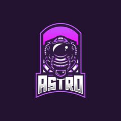 Astronaut esport gaming mascot logo template for streamer team. esport logo design with modern illustration concept style for badge, emblem and tshirt printing