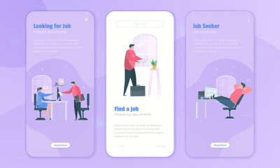 Onboard screen with illustration of people freelancer find a new job concept