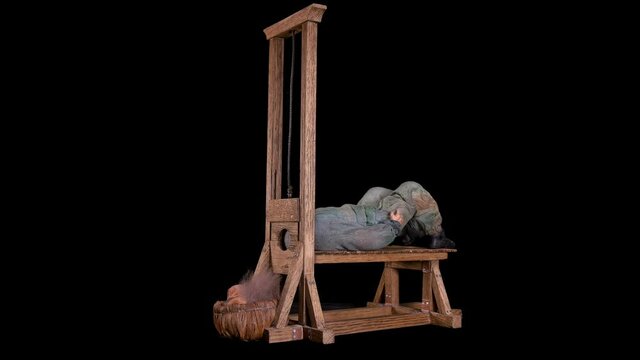 The guillotine cuts off the head of the criminal. Previously, such an execution was considered humane. The video shows a mockup that shows how the device works