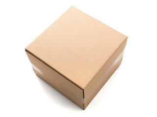 Corrugated cardboard parcel isolated on white