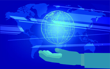 Projecting The Future world, A hand holding a holographic projection