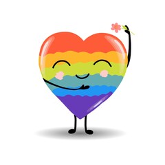 Obraz premium Gay Pride. LGBT concept. Cartoon vector colorful illustration. Valentine's Day. Rainbow heart. Lesbian-gay-bisexual-transgender. Rainbow love concept. Vector illustration.
