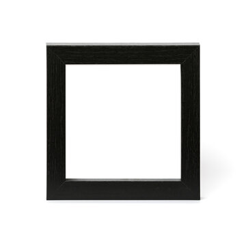 Small square wooden black picture frame isolated with clipping path on white background