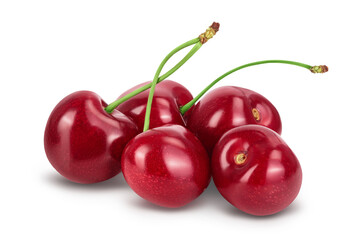 red sweet cherry isolated on white background with clipping path and full depth of field