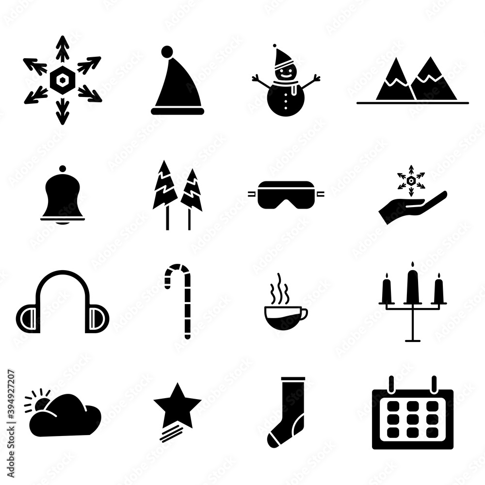 Poster winter set icon. simple design editable. design template vector