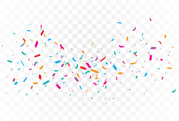 Colorful Confetti and ribbon celebrations design isolated on transparent background