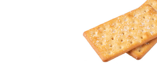 Crispy salty crackers isolated on white