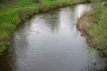 Narrow river with a turn