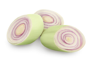 Fresh Lemongrass slices isolated on white background with clipping path and full depth of field