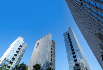 Fototapeta na wymiar Modern skyscrapers in the business district, Xiamen, China.