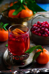 SPICED CRANBERRY APPLE CIDER  in glasses.