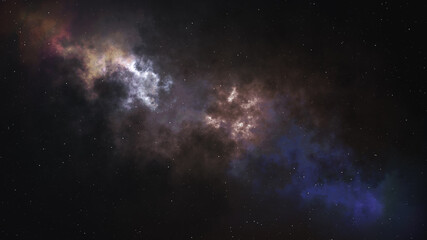Naklejka na ściany i meble Abstract generated starry sky. Luminous stellar nebula