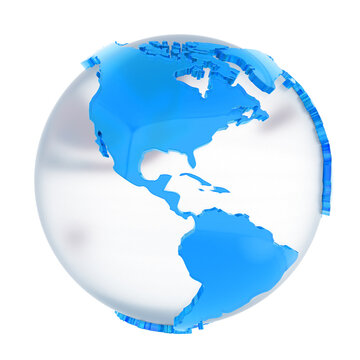 Glass globe with blue continents