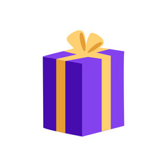 Christmas gift box. Big present box with bow. Surprise, birthday party, winter holidays design concept cartoon vector illustration