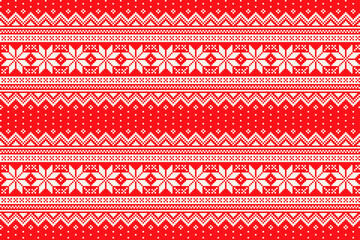 Winter Holiday Pixel Pattern. Traditional Christmas Star Ornament. Scheme for Knitted Sweater Pattern Design. Seamless Vector Background.