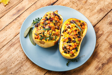 Pumpkin stuffed with rice