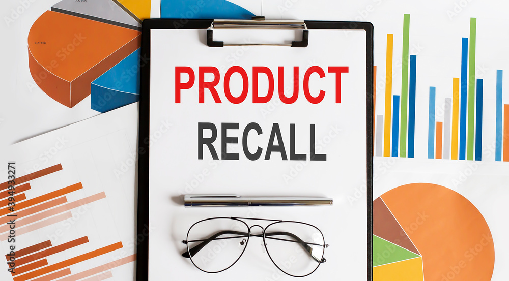 Poster paper note with product recall message on chart. concept image