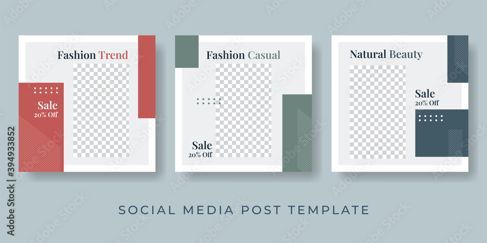 Poster set of editable square banner template. background color with stripe line shape. suitable for social