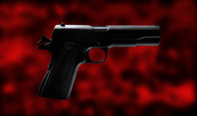 gun with background colored red