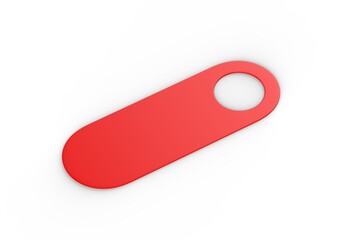 Blank Door hanger flyer red tags for room in hotel, resort, home isolated for design template. 3d illustration.