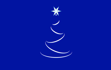 vector christmas tree. outline of a Christmas tree made of white lines with a white star on top