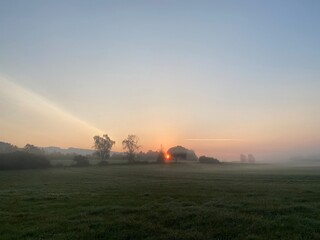 Sunrise on a misty morning