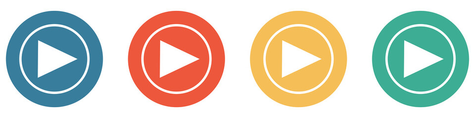 Bunter Banner mit 4 Buttons: Start, Player oder Zeichen zum Abspielen