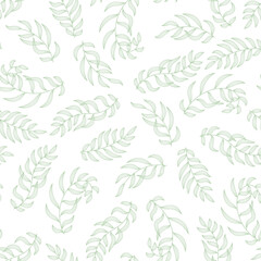 Leaves. Seamless pattern. Vector leaf. Hand drawn repeating elements. Fashion print. Design for textile or clothes. Natural background