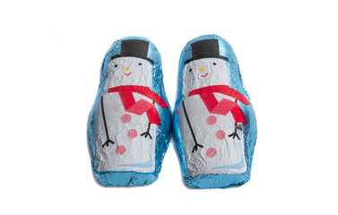 chocolate snowman isolated