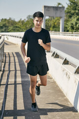 Young people jogging in city