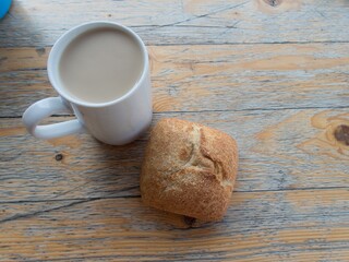 fresh bread breakfast with a cup of coffee