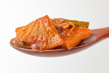 Boiled radish on a white background