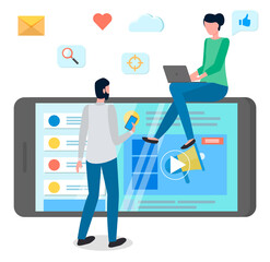 Attract customers for developing social websites, increase popularity of site in internet, social media, analysing consumer demands, feedback of customers, users, video player at smartphone, marketing