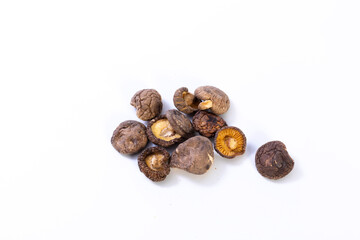 Dried Shiitake Mushroom isolated over white background
