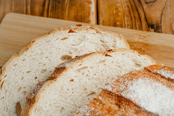 wheat bread on a wooden table