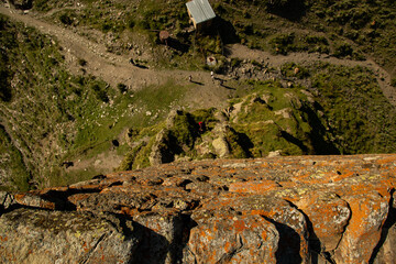 ruined ancient watchtower in the mountains