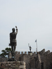 Greece Nafpaktos old port Monumento of Cervantes