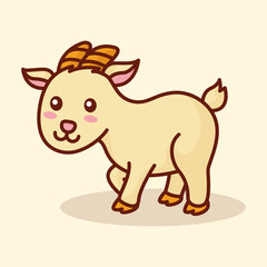 Cute cartoon goat Jump, Kawaii kid goats