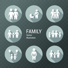 Vector image. Collection of different people icons. Family image.