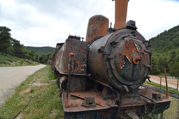train, old, wreck,